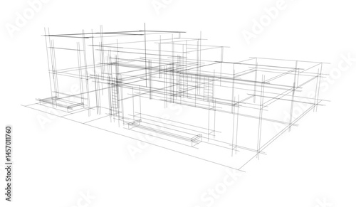 Architectural drawing vector 3d illustration
