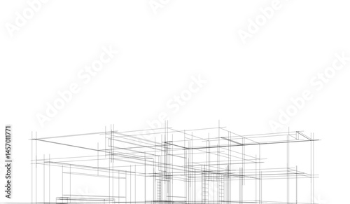 Architectural drawing vector 3d illustration
