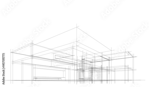 Architectural drawing vector 3d illustration