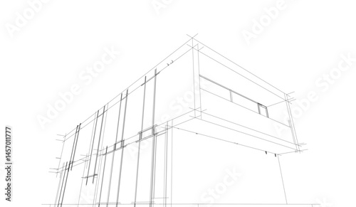 Architectural drawing vector 3d illustration