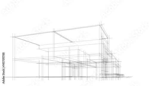 Architectural drawing vector 3d illustration