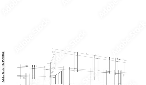 Architectural drawing vector 3d illustration