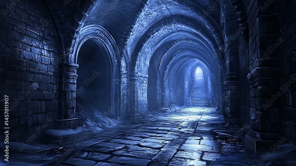 Obraz premium Mysterious ancient stone corridor