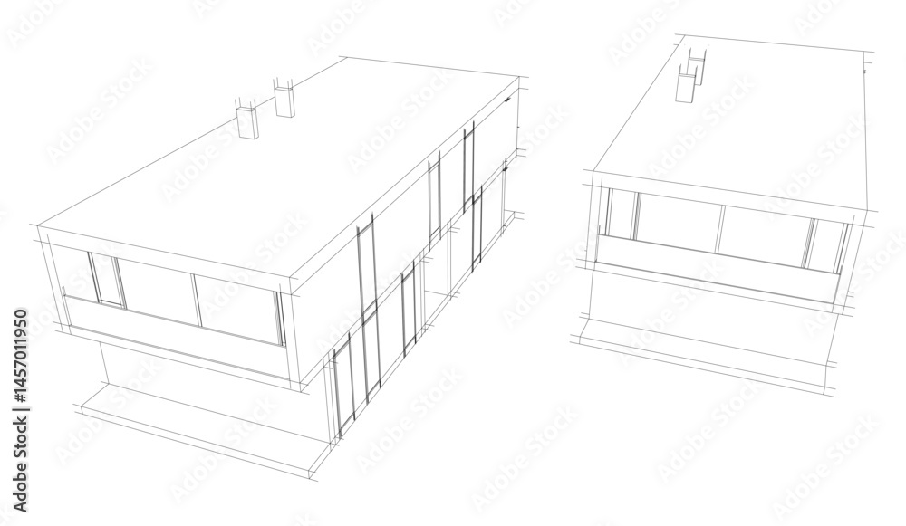 Fototapeta premium Architectural drawing vector 3d illustration