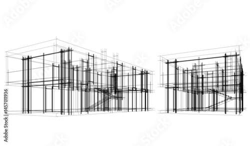 Architectural drawing vector 3d illustration