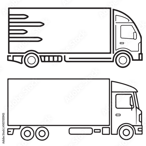 set of black first shipping delivery truck icon vector silhouettes