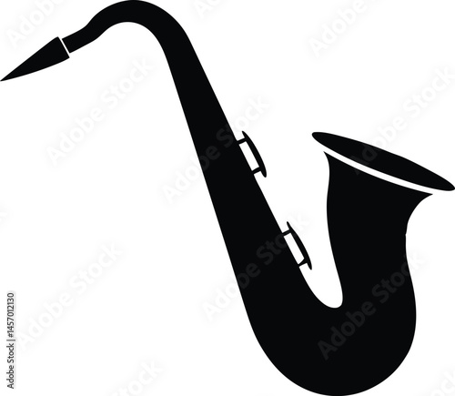 saxophone black vector illustration, saxophone isolated, saxophone silhouette