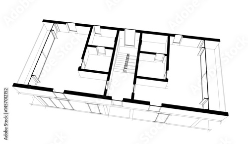 Architectural drawing vector 3d illustration