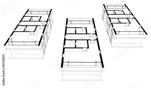 Architectural drawing vector 3d illustration