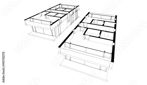 Architectural drawing vector 3d illustration