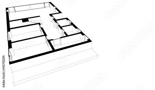 Architectural drawing vector 3d illustration