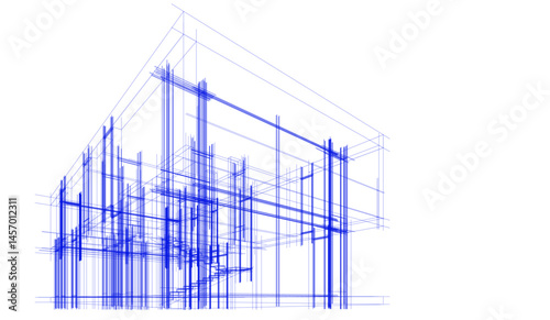Architectural drawing vector 3d illustration