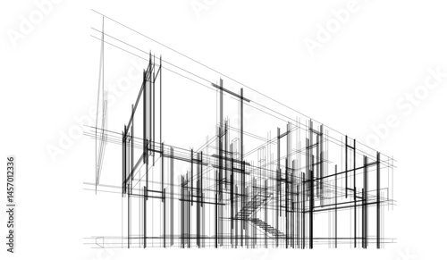 Architectural drawing vector 3d illustration