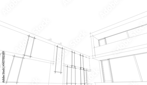 Architectural drawing vector 3d illustration