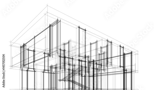 Architectural drawing vector 3d illustration