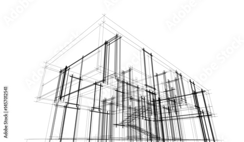 Architectural drawing vector 3d illustration