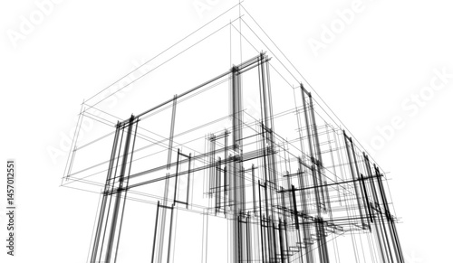 Architectural drawing vector 3d illustration