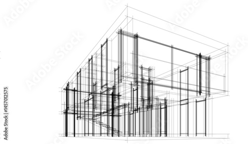 Architectural drawing vector 3d illustration