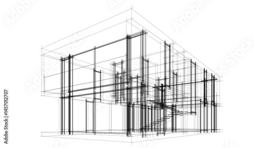 Architectural drawing vector 3d illustration