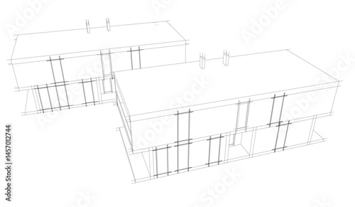 Architectural drawing vector 3d illustration