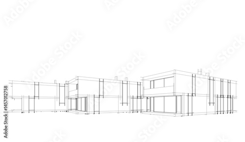 Architectural drawing vector 3d illustration