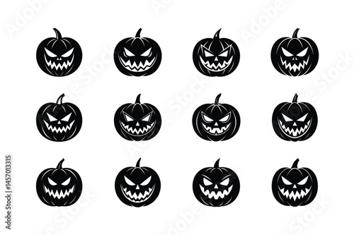  set of jack-o'-lantern happy face 