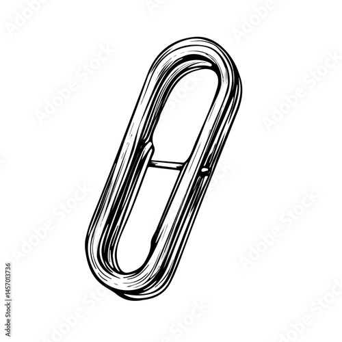 Black and white Paperclip symbol, perfect for tattoos, vectors, logos, isolated on a white background.