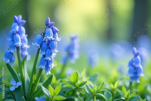 Delicate bluebells, repeating all-over print, soft pastel shades , seamless, nature