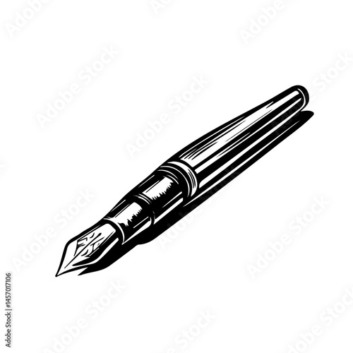 Pen And Paper symbol - black and white & minimalist design for tattoos, logos, vectors - isolated on white background.
