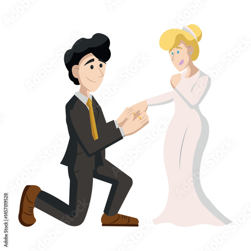 Bride and groom together. Vector