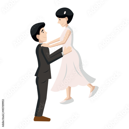 Bride and groom together. Vector