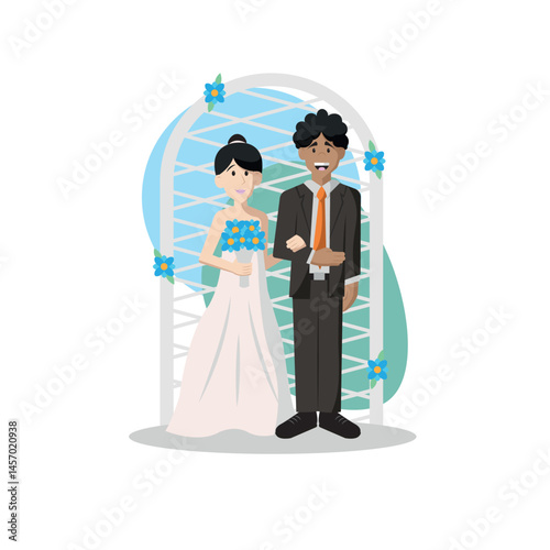 Bride and groom together. Vector