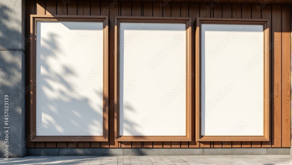 Fototapeta premium Triple vertical posters on wall