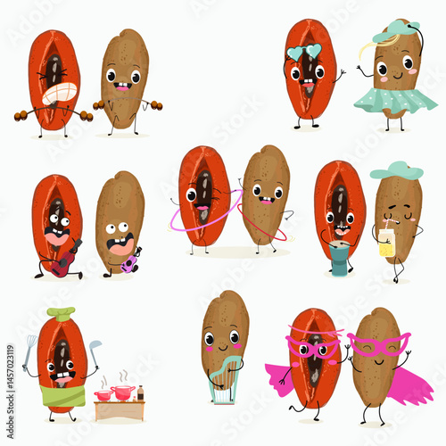 Mamey, mammea, mammee fruit. Natural vitamin antioxidant detox food collection. Vector hand drawn illistration.