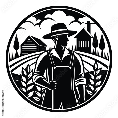 silhouette farmer shape vector design vector