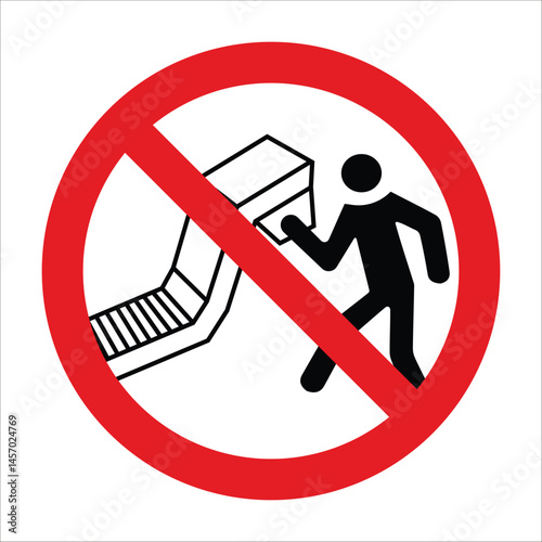 International prohibition sign prohibiting putting your hand into the conveyor for safety reasons