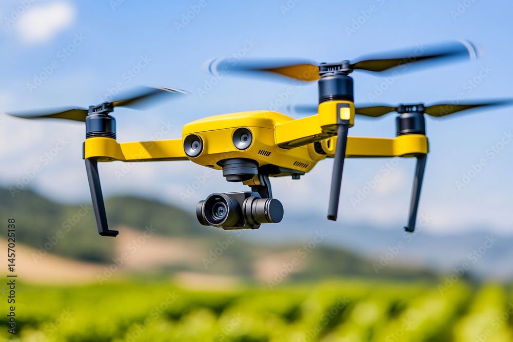 Drones Soar Over Vineyards Capturing Stunning Landscapes During a Sunny Day in the Countryside
