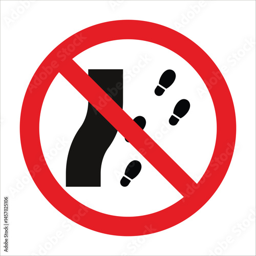 Prohibition sign with footprints and a red circle crossed out, signaling no walking or crossing