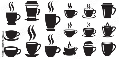Wallpaper Mural set of black vector various Coffee Mug Silhouette Design Vector Illustration Torontodigital.ca