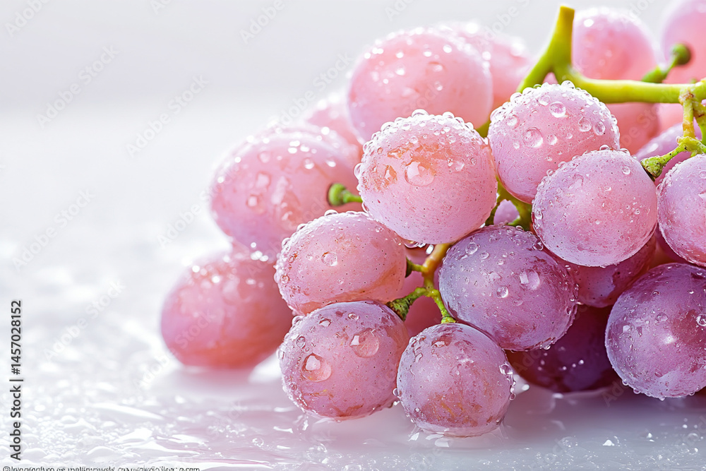 Dew-covered Grapes Glistening in the Morning Light Evoke Freshness and Vitality in Nature's Bounty