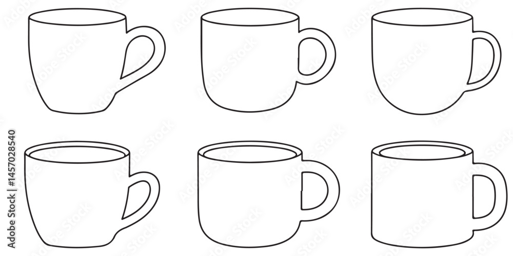 set of black vector various Coffee Mug Silhouette Design Vector Illustration set of black vector various Coffee Mug Silhouette Design Vector Illustration