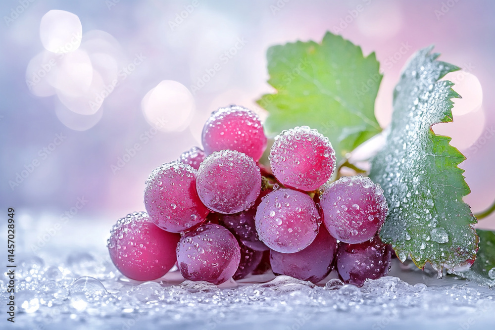 Dew-covered Grapes Resting on a Surface With a Blurred Background Showcasing Soft Light