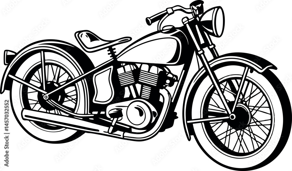 Fototapeta premium High-Quality Classic Vintage Motorcycle Silhouette Vector Illustration for Retro-Inspired Automotive Design, Branding, and Creative Projects