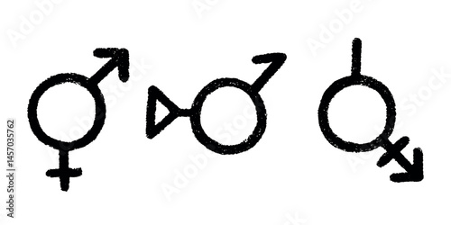 Set of hand drawn bigender identity icon Symbol used to represent sex and gender