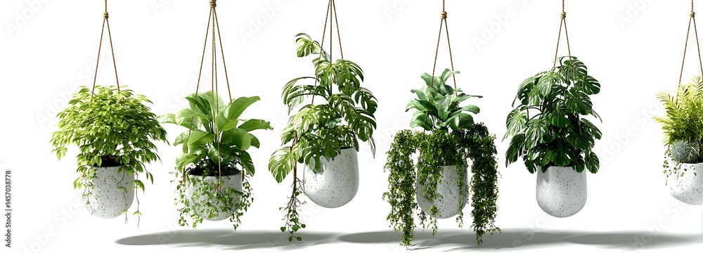 Fototapeta premium Hanging Potted Plants Display for Interior Design