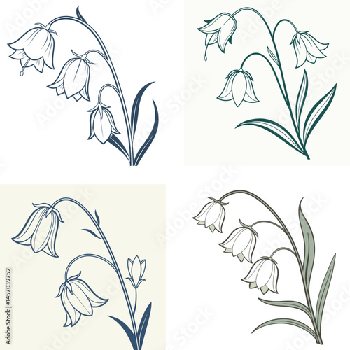 A bellflower icon with a simple, bell-shaped bloom and curved  petals.