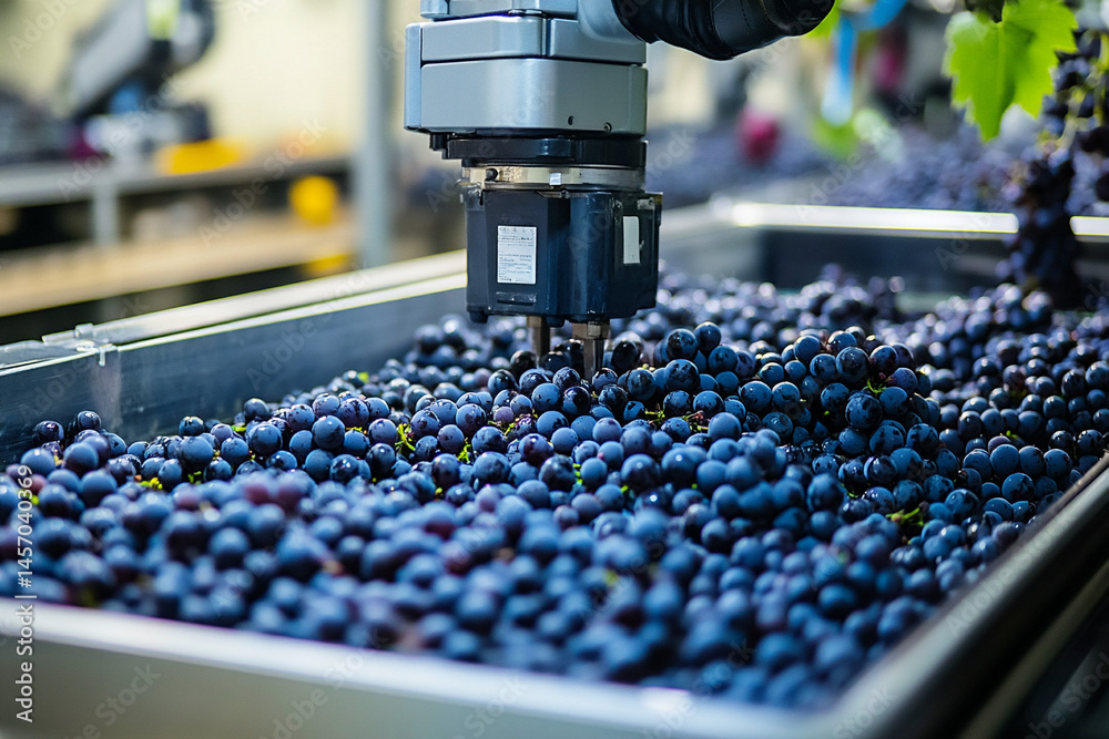 Robotic Arms Sorting and Handling Blueberries in a Modern Agricultural Facility During Harvest Season