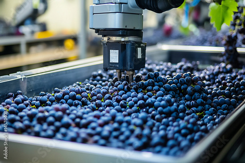 Obraz na płótnie Robotic Arms Sorting and Handling Blueberries in a Modern Agricultural Facility During Harvest Season w salonie