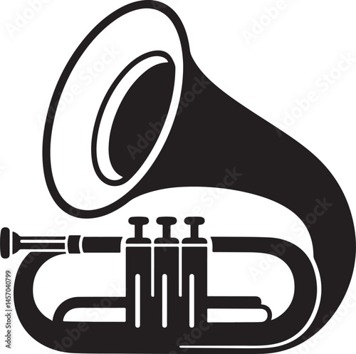 Hundred baritone silhouette, Saxhorn baritone silhouette vector Illustration 