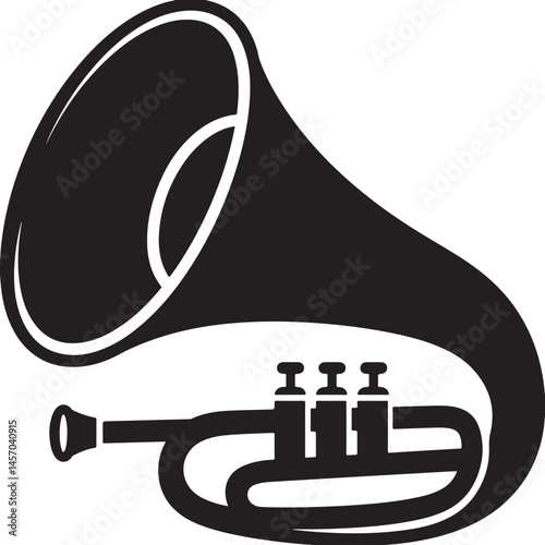 Hundred baritone silhouette, Saxhorn baritone silhouette vector Illustration 